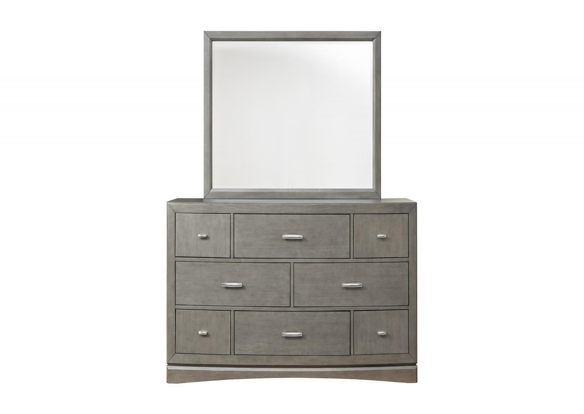 Toro Gray Bedroom Group with Dresser Mirror and Nighstand.  STorage in Side rails